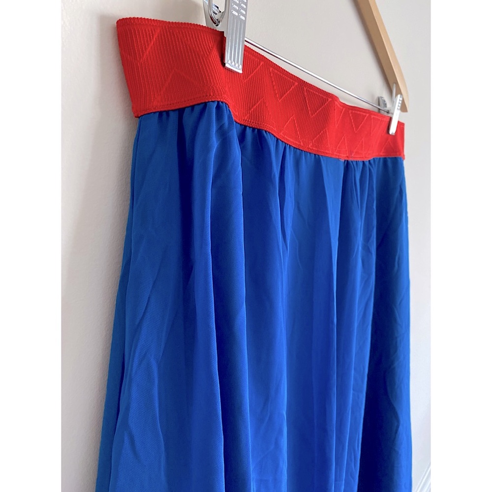 LuLaRoe Royal Blue with Red Elastic Waistband Lola Midi Skirt - Size 2XL 🇺🇸 - Picture 2 of 4
